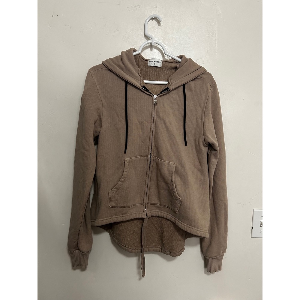 Cotton Citizen Womens XS Taupe Tan Full Zip High Low French Terry Hoodie USA